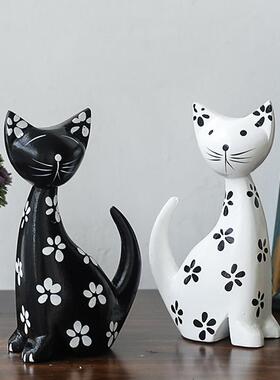 北欧简约木质小猫摆件家居客厅电视柜书房装饰工艺品简约创意摆设