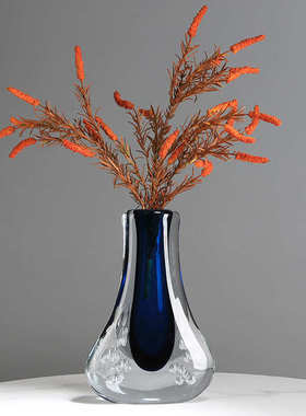 超厚琉璃气泡花瓶可水培摆件玄关餐桌样板房客厅电视柜极简装饰品