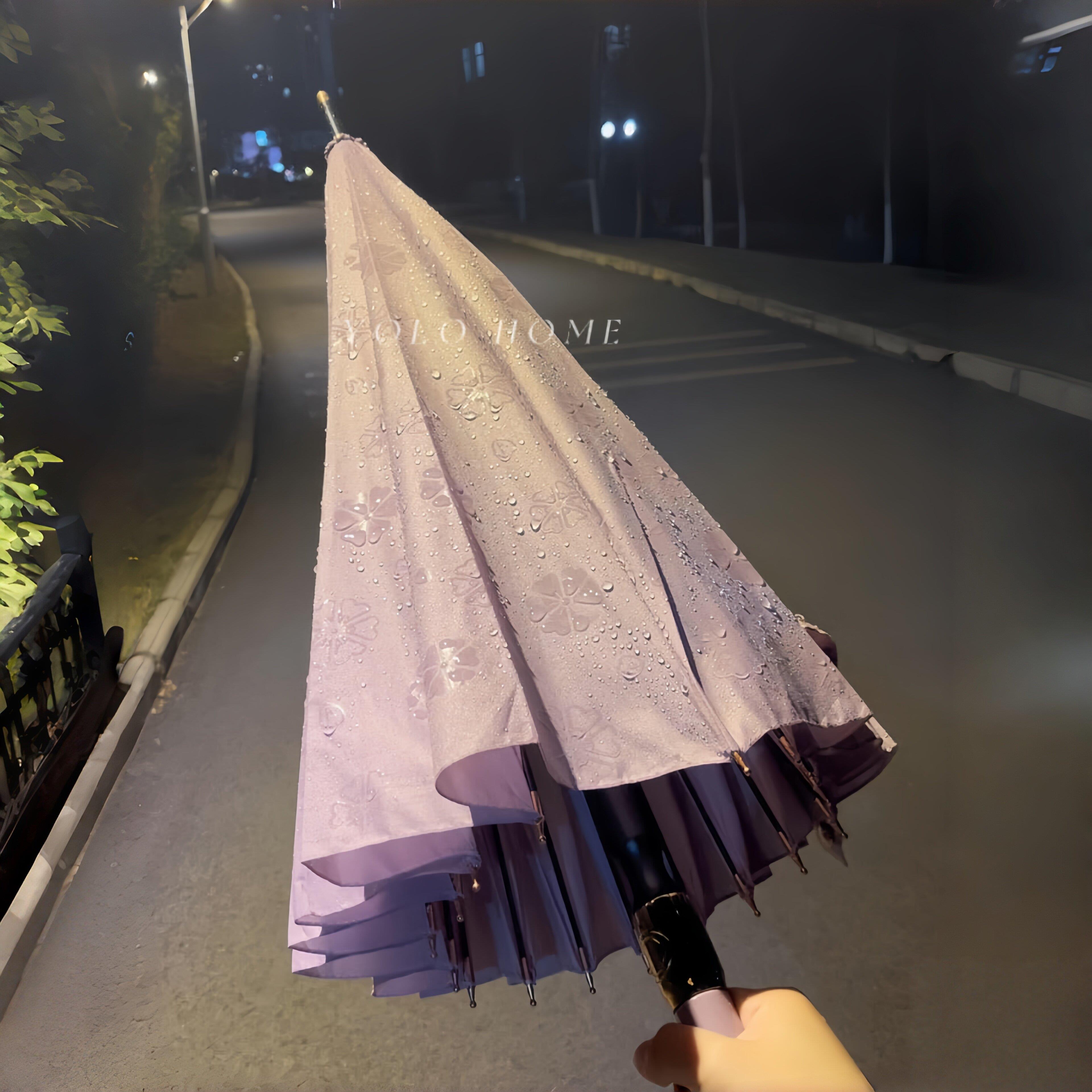 遇水开花雨伞加大加厚加固长柄伞女生高颜值大号伞自动伞防风新款