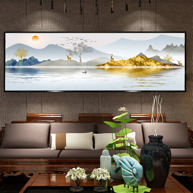 布艺工艺品 印花十字绣 厂家批发直供 十字绣客厅 中式轻奢山水画