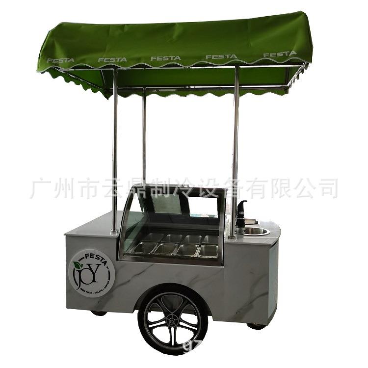 厂家新款8盘冰淇淋花车gelatocart110V户外冰激凌手推车