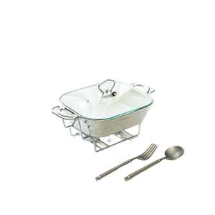 casserole银色石头纹烤盘长方形陶瓷烤盘sliver干汤锅bake ware