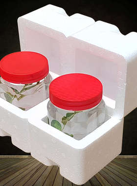 380ml方形蜂蜜玻璃瓶快递专用泡沫盒 防摔碎防撞震打包保护包装箱