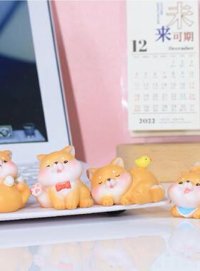 萌柴阿肥迷你小摆件可爱狗树脂工艺品桌面摆饰微景观装饰创意礼物