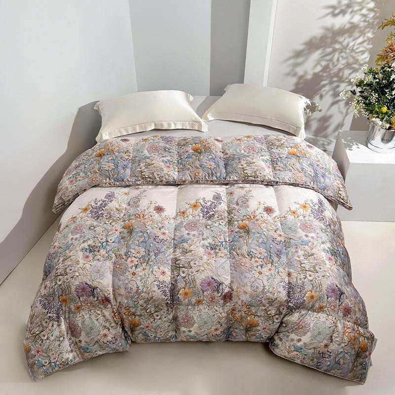 优质2025新款3D提花鹅绒被被子被芯防出绒翻新羽绒被静音单被壳子