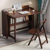 儿童学习桌写字桌学生家用可移动书桌小户型折叠作业一体桌带椅子