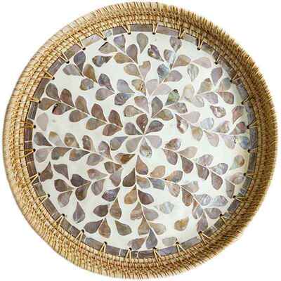 贝壳水果篮藤面编包篮QWU托收纳筐编织果馍篮子盘秋盘藤手工木质