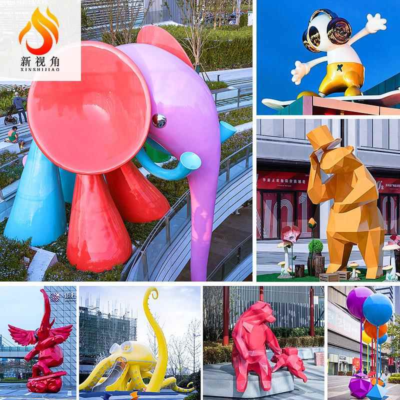 大型玻璃钢美陈道具户外熊卡通雕塑商业街商场动物景观装饰摆件