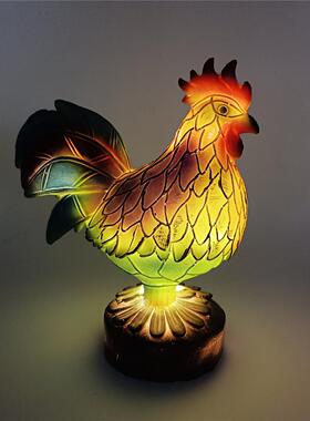 cat lamp stained glass 仿真彩色玻璃动物夜灯 树脂工艺桌面摆件