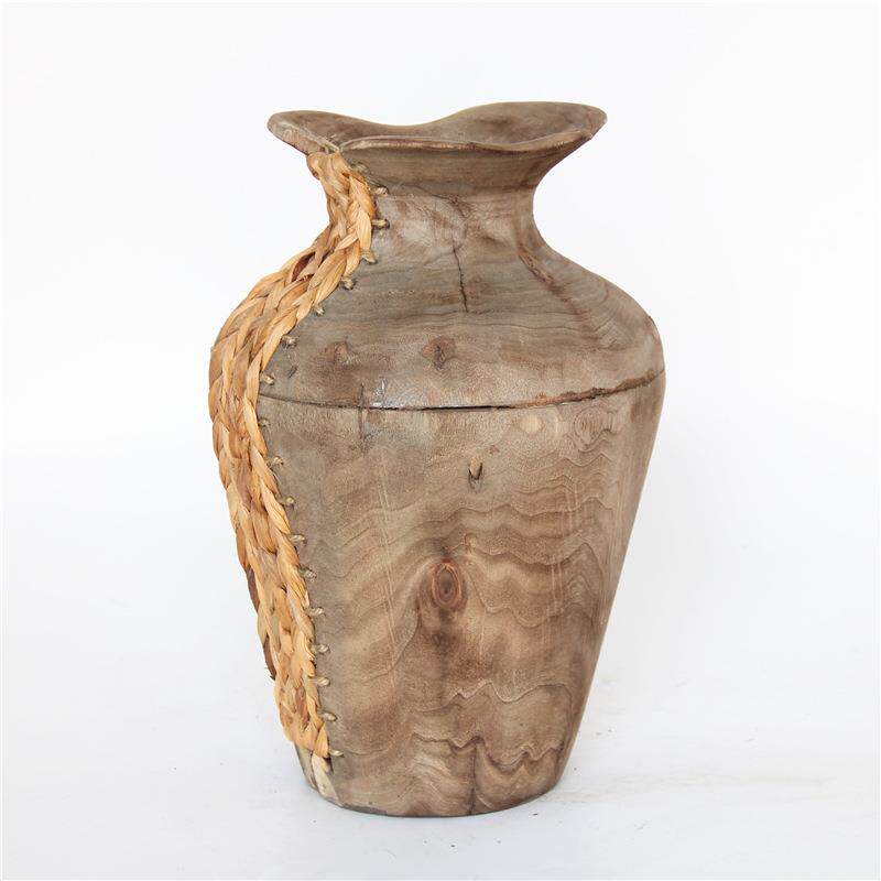 织厂家销售手工制作皿蒲草和CF20080泡桐混搭编花桶画桶器装书饰