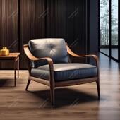 意式 轻奢实木单人沙发椅懒人靠背椅子卧室阳台休闲椅客厅沙发椅