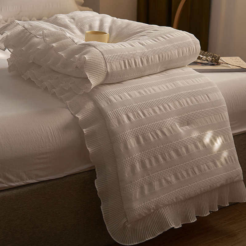 天使白ins风小清新夏清凉薄被三4件套泡芙纱花边空调被学生午休被,床上用品,化纤被,淘宝优惠券,粉丝福利购,淘宝优惠卷