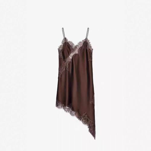 2025 Women's Lace Asymmetric Dress Sexy Midi Slip Dress Chic