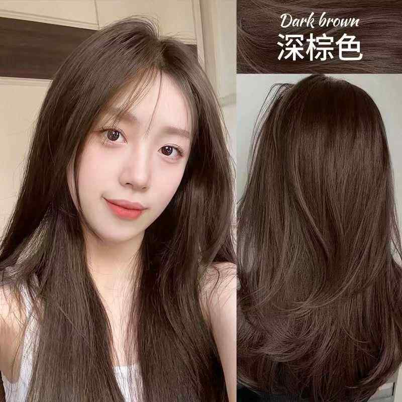 深棕色染发膏男女植物正品纯自己在家染发剂天然无刺激泡泡沫显白