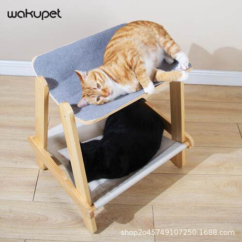wakupet 猫窝双层多猫宠物窝实木猫吊床四季通用猫玩具猫用品