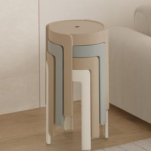 时尚 741简约圆塑凳料子加厚家特厚可叠放摞叠久坐舒服椅子高用凳