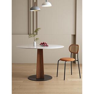 ft桌德利丰岩板白圆形餐家用小计户型实木圆桌设F7697SMS纯师餐厅