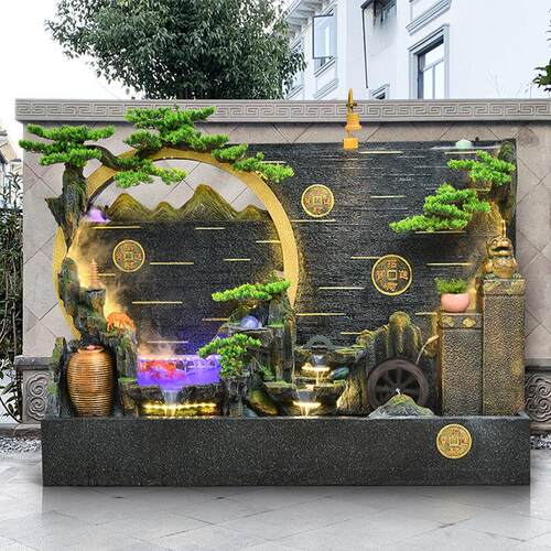 水幕墙流水屏风流水摆件循环水公司庭院假山水系客厅落地景观装饰