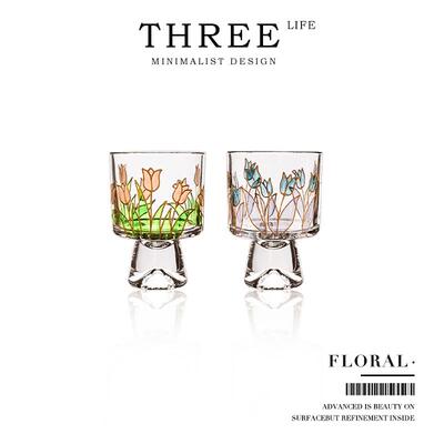 Tlife·Floral·杯具玻璃杯创意高颜值郁金香彩绘水杯酒杯 | 花香