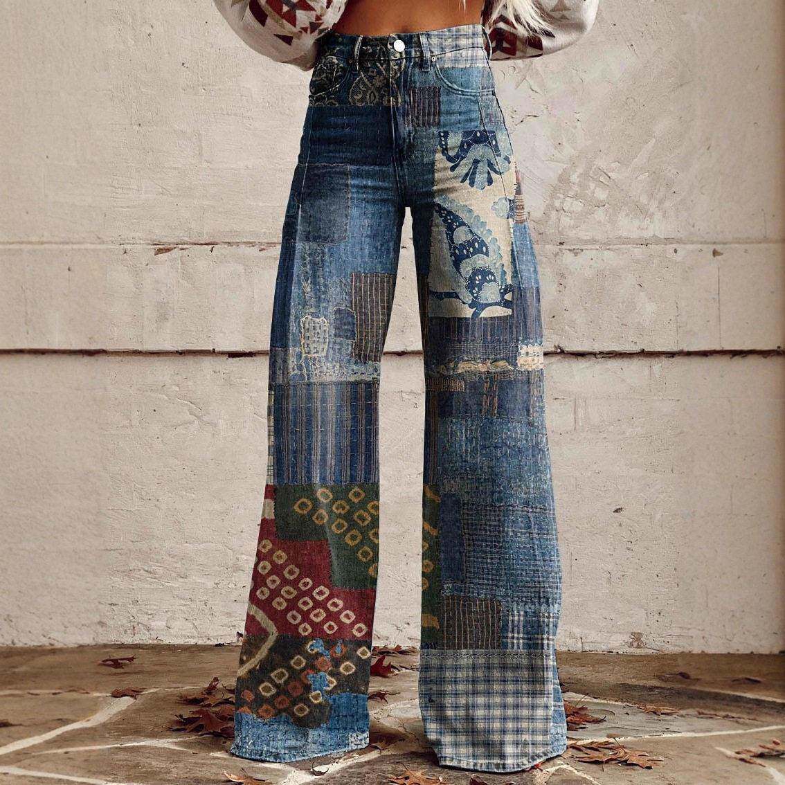 new3d printing trend jeans womens casual pants imitation