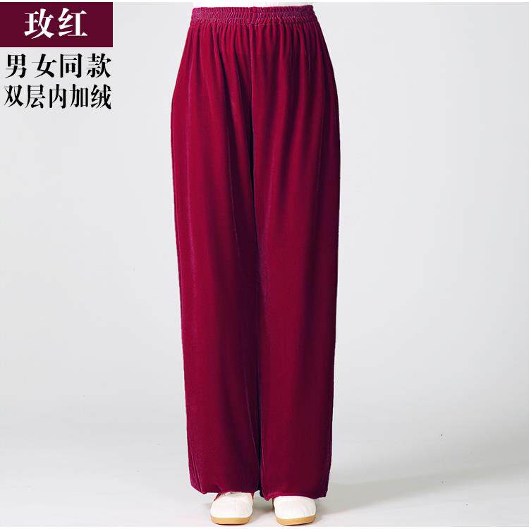 正品冬季加双层加厚新丝绒太极裤女款内绒武术练功裤男款保金暖灯