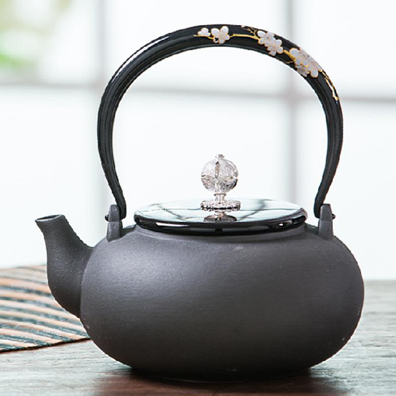 仟古堂电陶炉莺歌白烧水煮茶壶苏打釉泡茶白泥陶瓷壶葫芦壶煮茶器