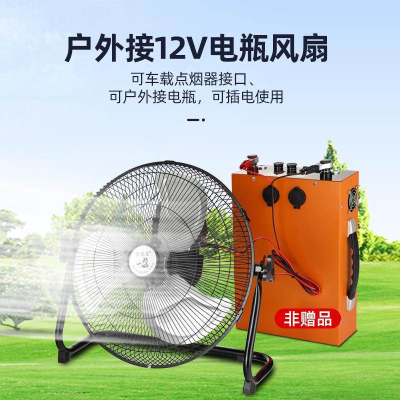 12V刷24V趴地电风扇大风力户外摆摊强接扇WM-006电瓶力风车载用无