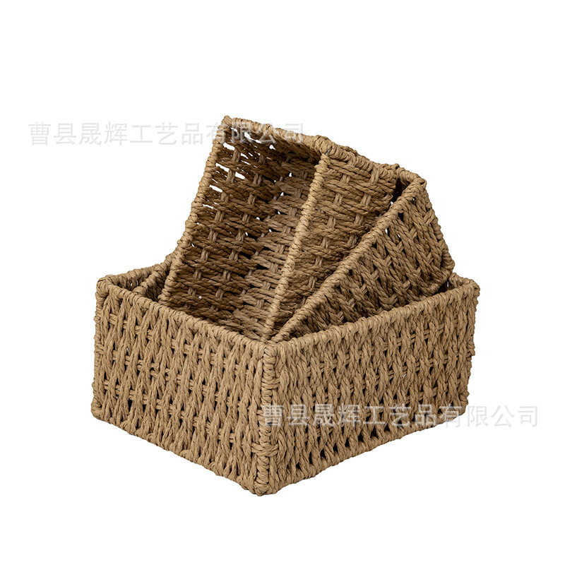 超大编织筐家用收纳筐高级感调料收纳筐结实藤编整理衣物客厅卧室