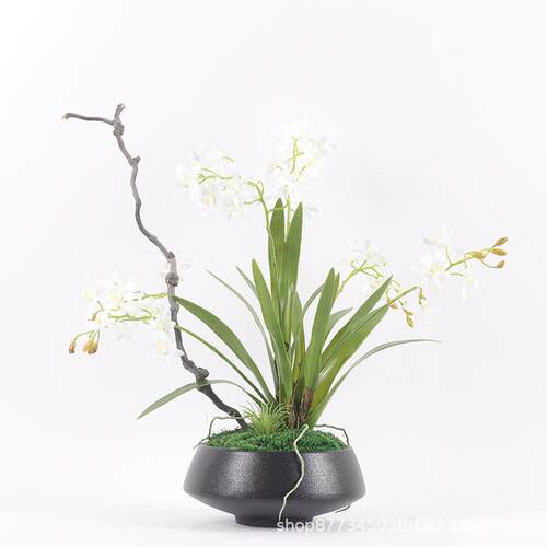 现代仿真花蝴蝶兰花艺套装摆件餐厅前台酒店样板房客厅家居装饰品