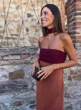 Women's light mature strapless dress