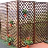 防笆腐木栏木网OFT格院爬藤架户外栅花园庭围栏护栏篱网阳台花架