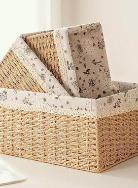 bamboo storage basket box desktop small rattan woven basket