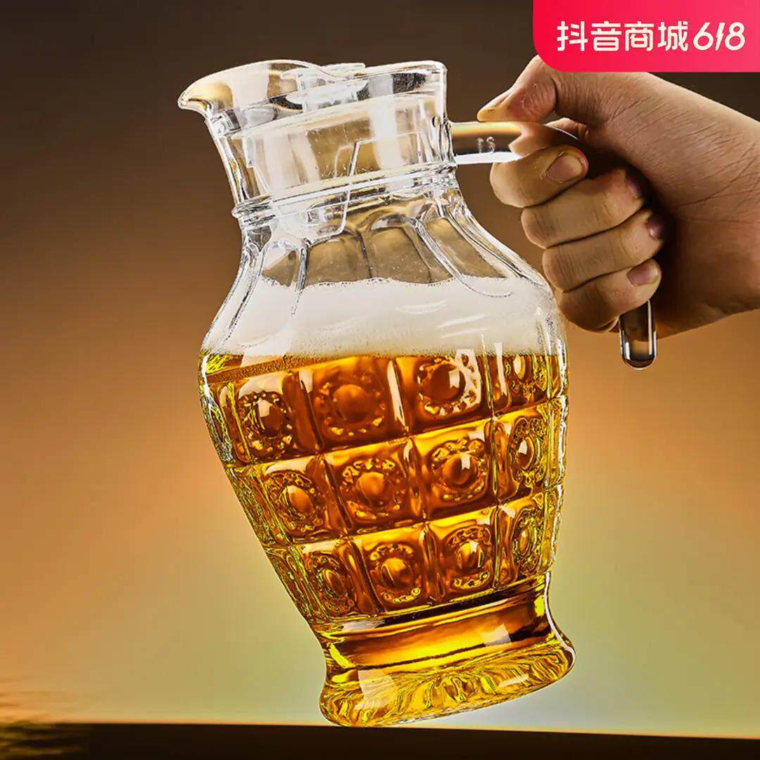 1.5扎啤壶商用大容量精酿啤酒壶玻璃鸭嘴揸壶饭店酒馆专用冷水壶