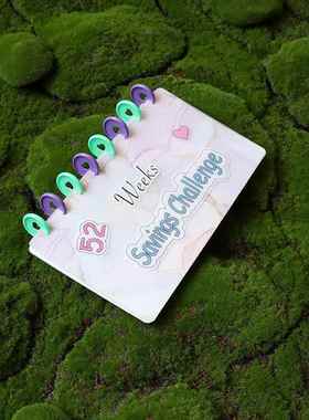 跨境周存钱储蓄本现金蘑菇孔孔格活页收纳册挑战小卡册相册