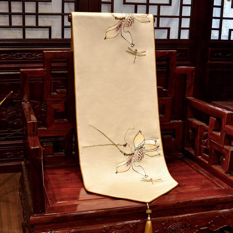 高档中国风现床代简约桌新中式古禅意餐桌电视柜茶几典桌旗布旗定