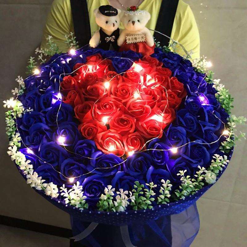 花通花粉水晶色卡花玫瑰花卡通单支花朵假花随机其他