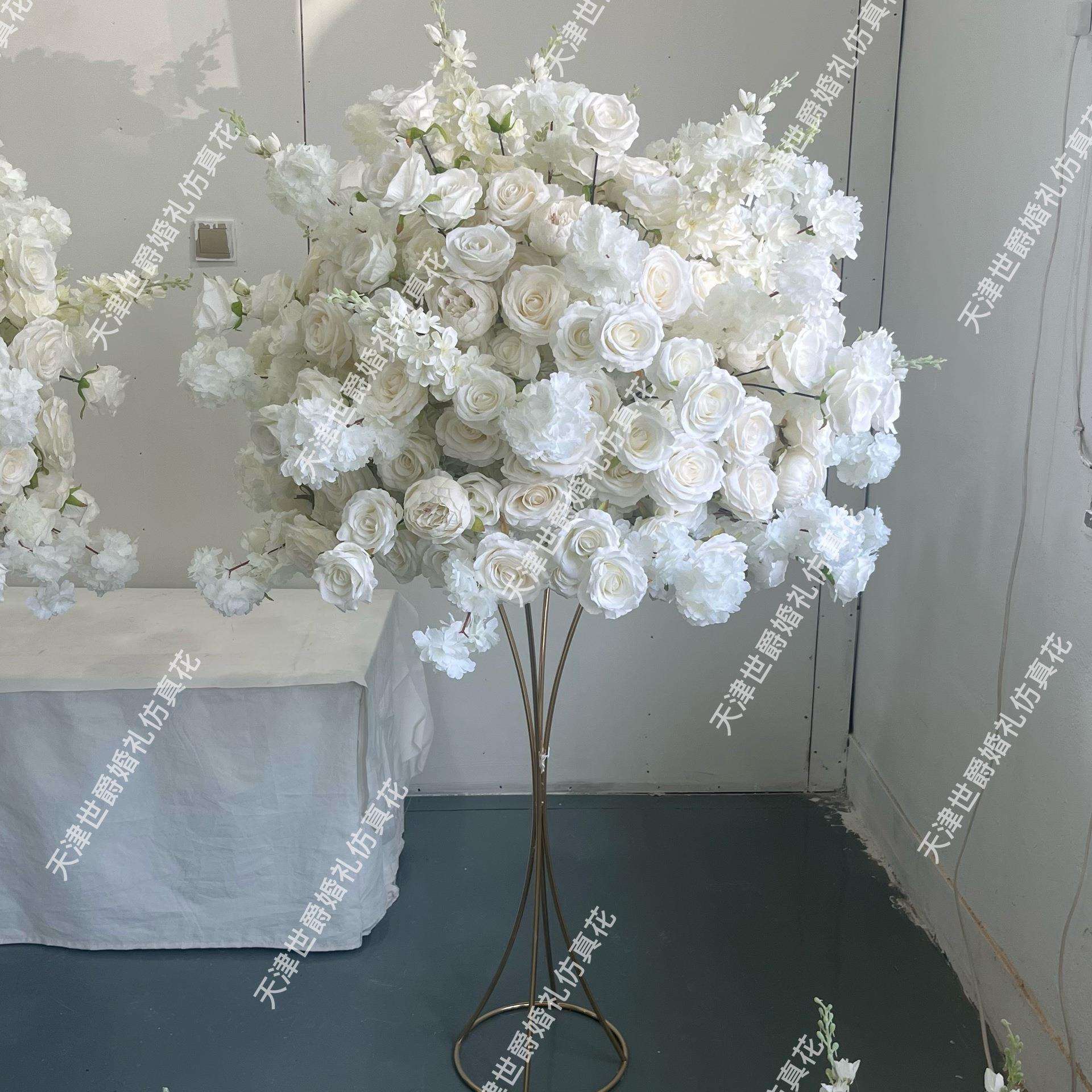 出口现货婚庆典礼装饰仿真花礼堂布置浪漫白90cm花球