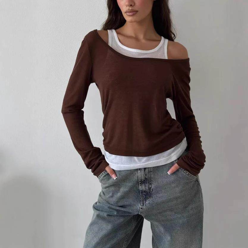 Long skirt women's round neck flared sleeve pleated dress