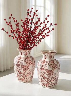 中古青花瓷复古陶瓷花瓶家用小众家居客厅器皿陶瓷花瓶插花装饰瓶