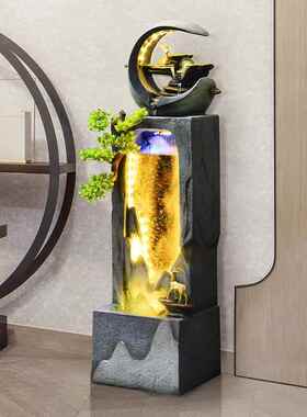 现代客厅流水生财摆旁件柜办公室喷泉盆装饰品LOA电视边落地循环