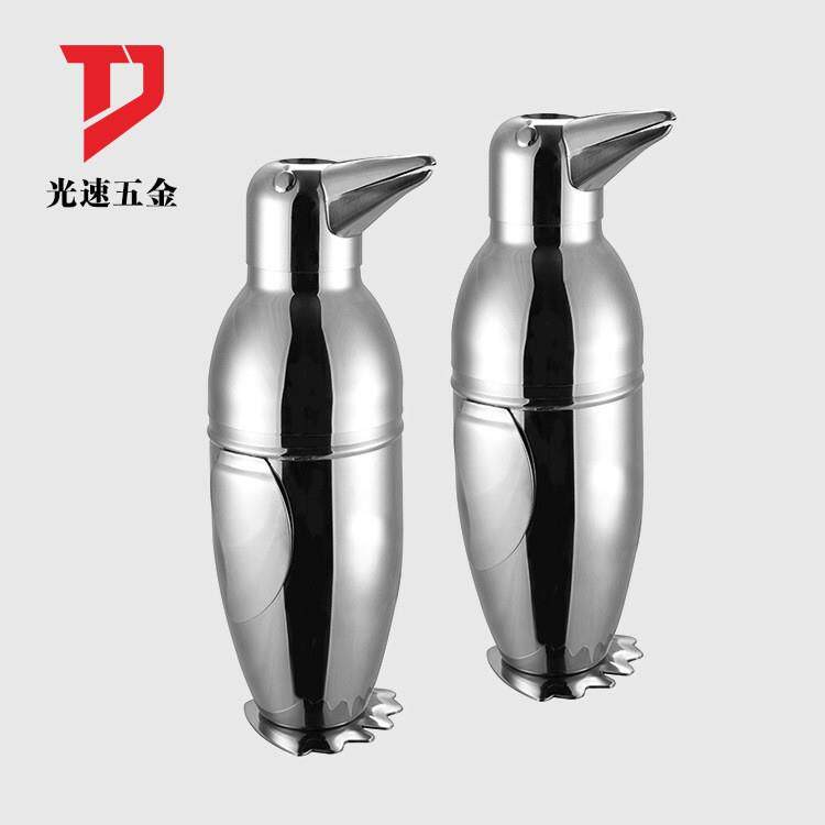 创意不锈钢企鹅调酒器手摇雪克杯500ml鸡尾酒摇酒器酒吧调酒工具