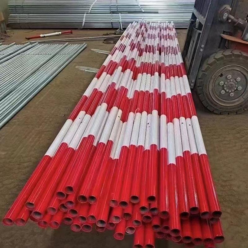 红白色临边防护栏横杆48钢管定型化工地场地临时护栏立柱6米钢管