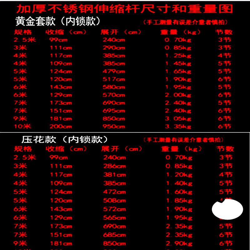 新款直销不锈钢高空摘果杆伸缩加厚抄网杆槐花香椿杆钓鱼割水草搂