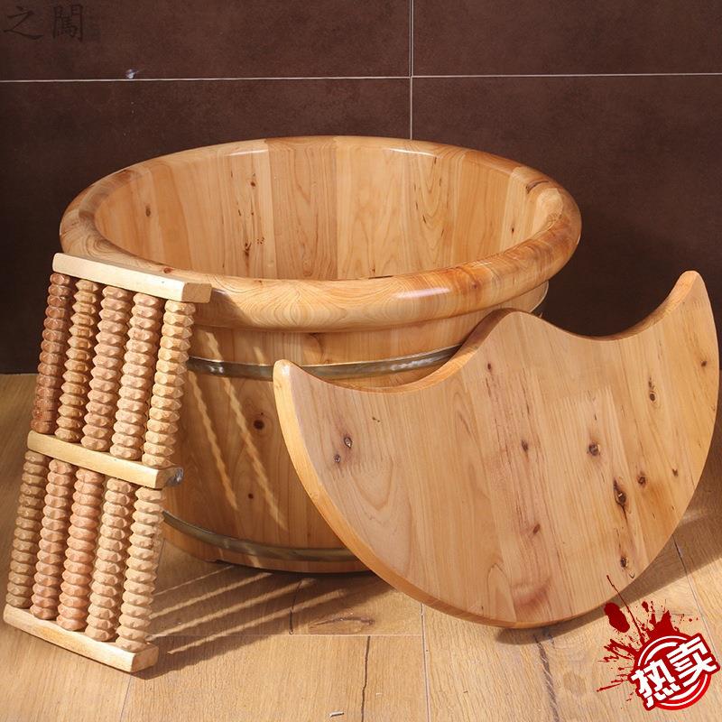 木质泡脚桶香柏木冬季洗脚盆足浴盆保温木盆家用加厚碳化泡脚木桶