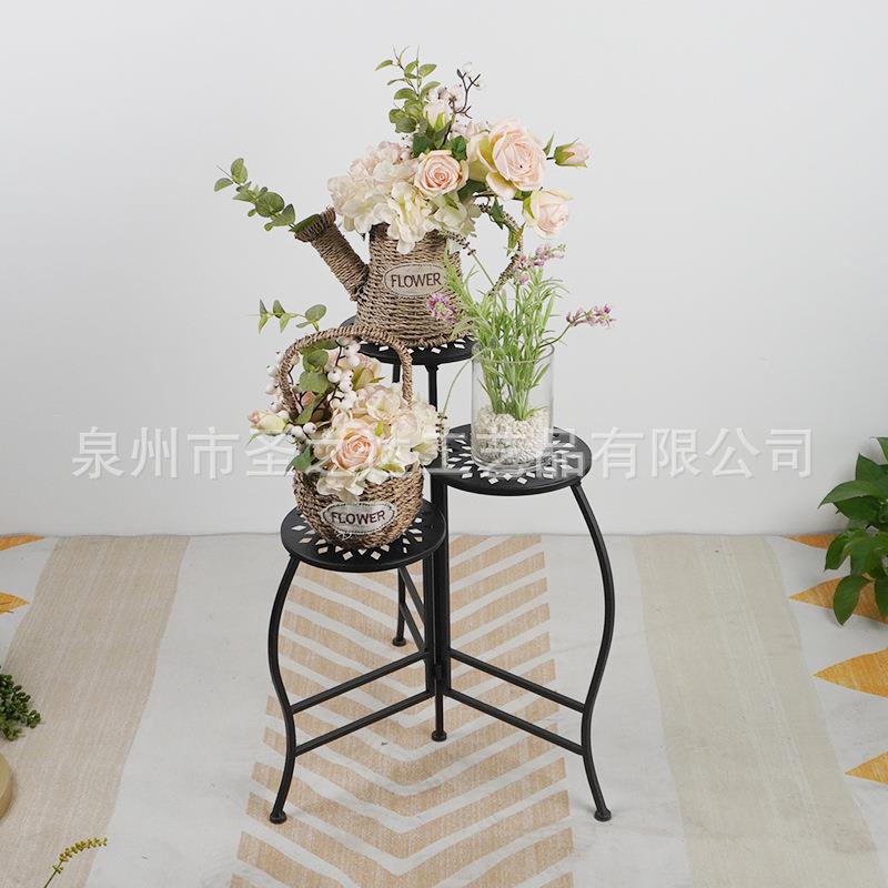 北欧室内植物架落地式阳台花架折叠花盆架露台金属铁艺多层挂架