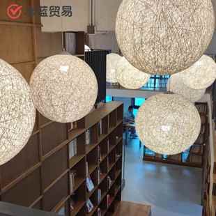 工编织麻吊灯日式藤编餐馆手湘商菜馆店铺用藤艺球灯球宅寂风根