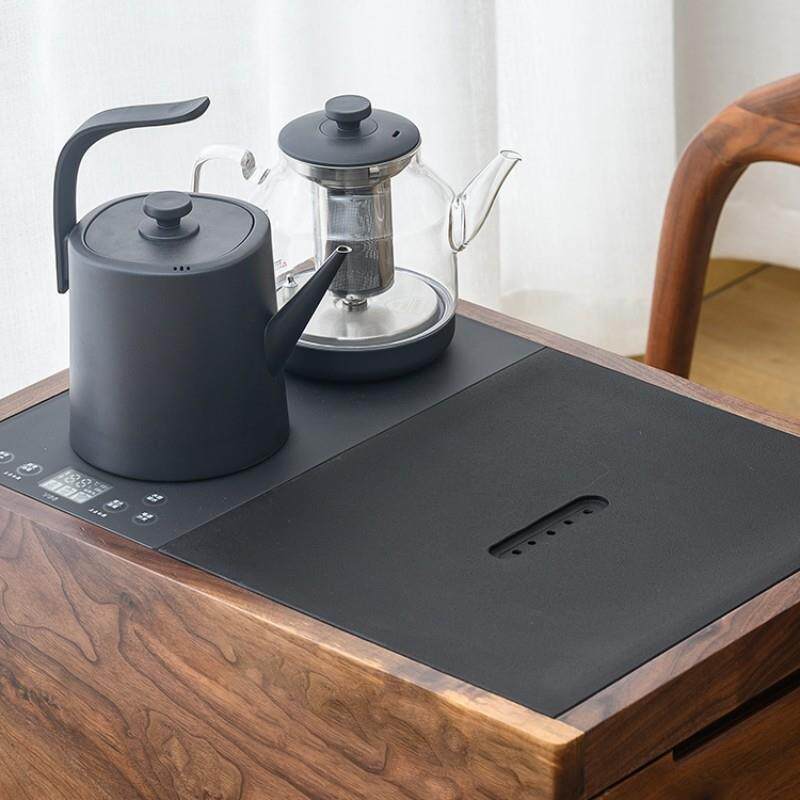 北美黑胡桃木茶水柜小型沙发边几烧水壶一体实木茶柜茶桌边柜茶台