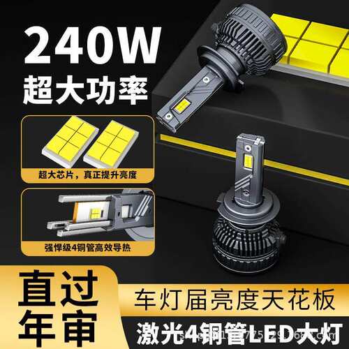 跨境爆款240W大功率聚光汽车LED大灯汽车前照灯H4H74铜管led车灯