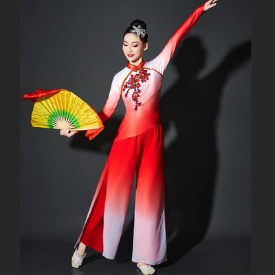 正品秧子歌服服演出2025女新款胶州秧歌舞广场舞服装套装扇舞红色