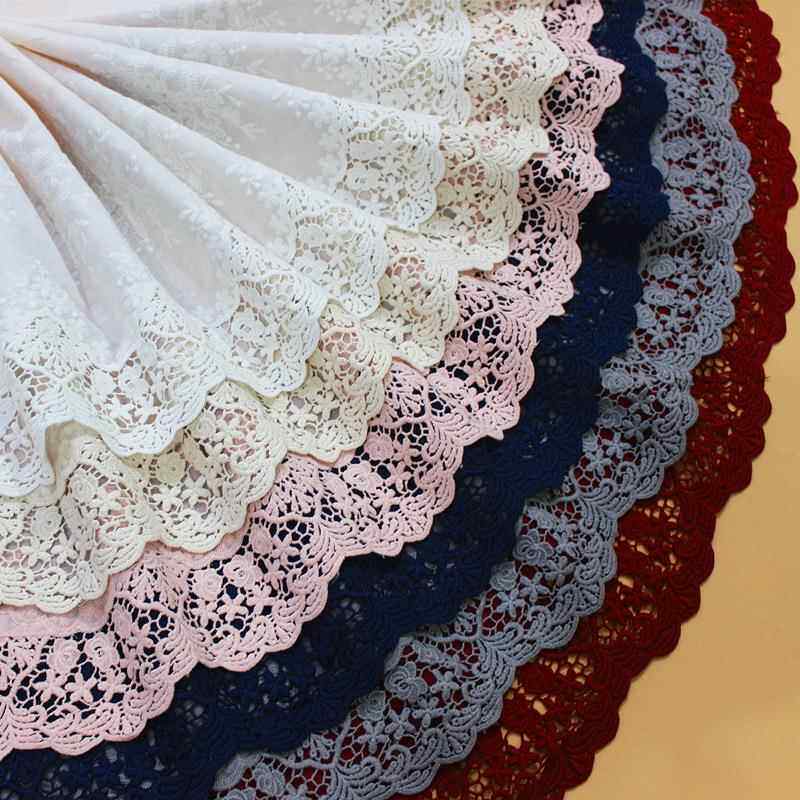 宽36cm彩色多色棉布花边水溶立体刺绣布料服装辅料现货